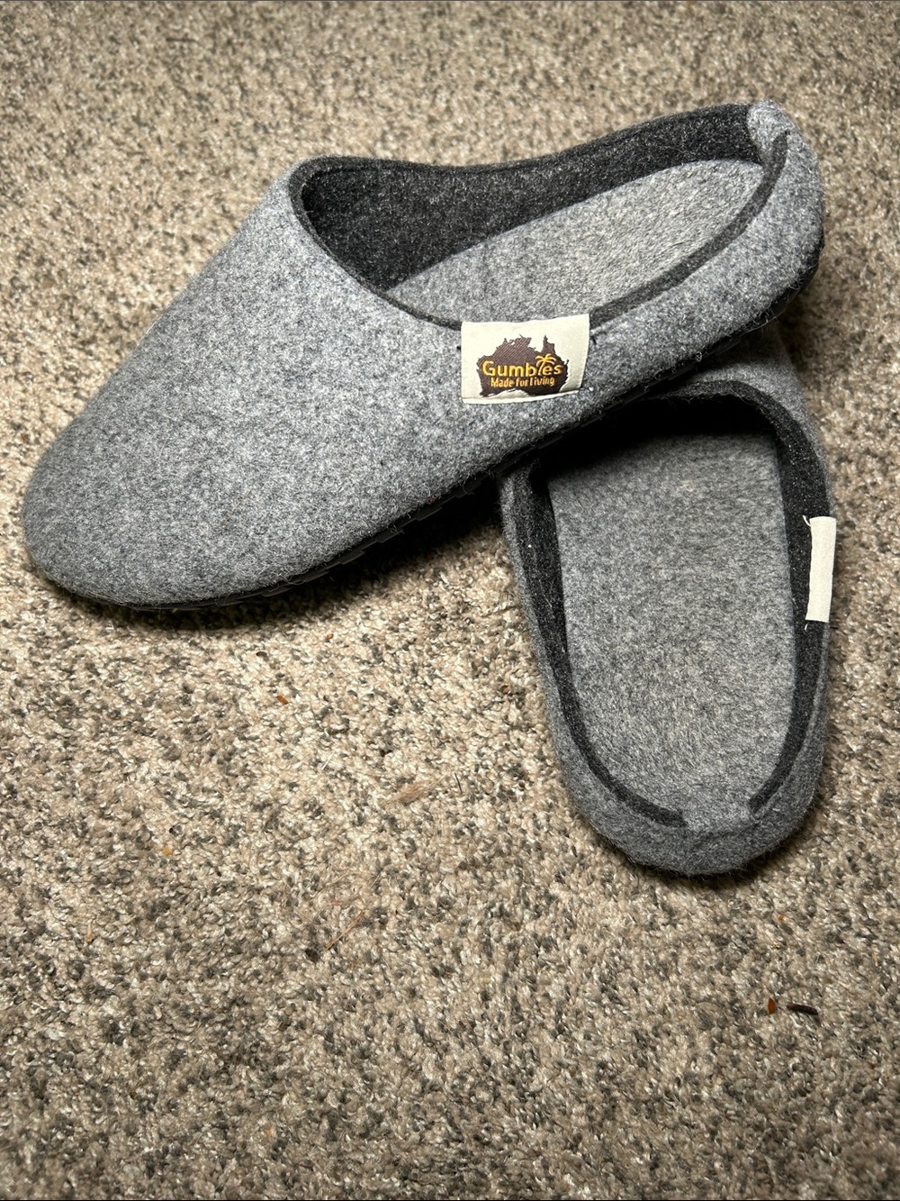 Gumbies Gray Wool Felt Slip-On Slippers, Men’s 9, Women’s 10